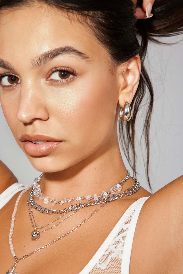 3 Pack Textured Hoop Earrings Gray