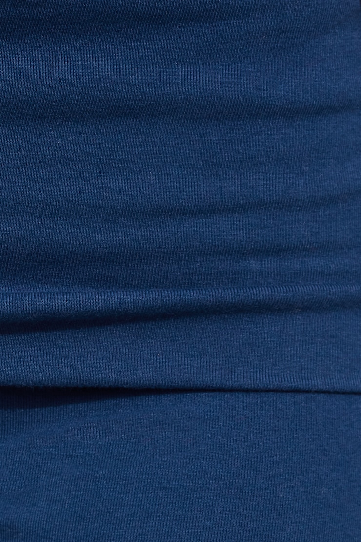 Soft Cotton Fold Over Flare Pants Navy - Image 4