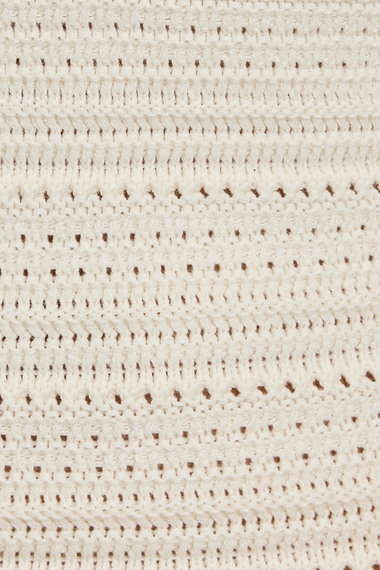 Crochet Halter Mini Dress Beige - Image 5