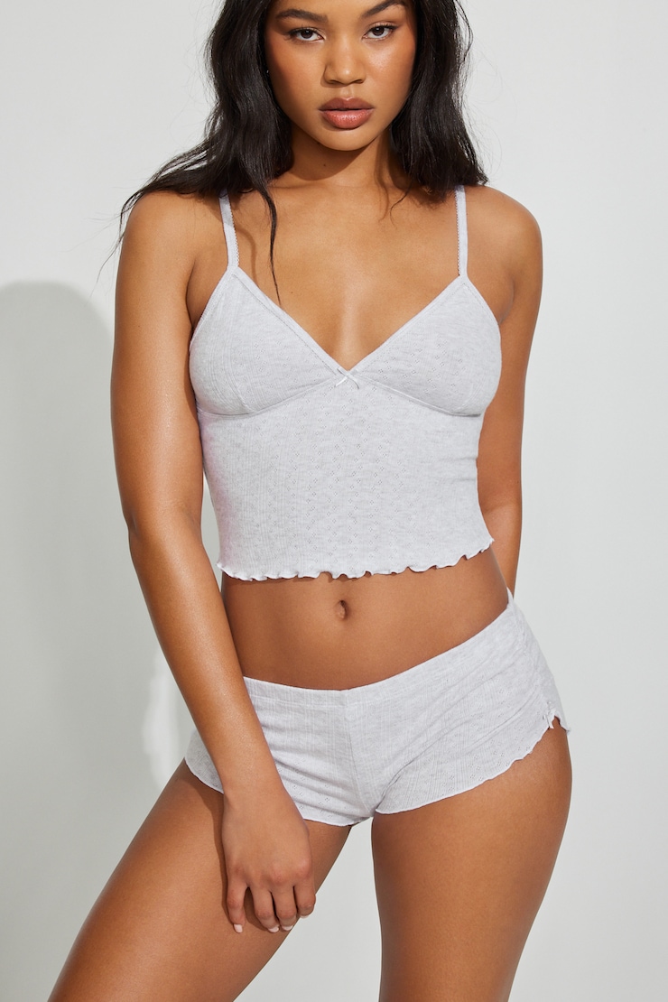 Pointelle Ruched Tiny Shorts GREYS - Image 2