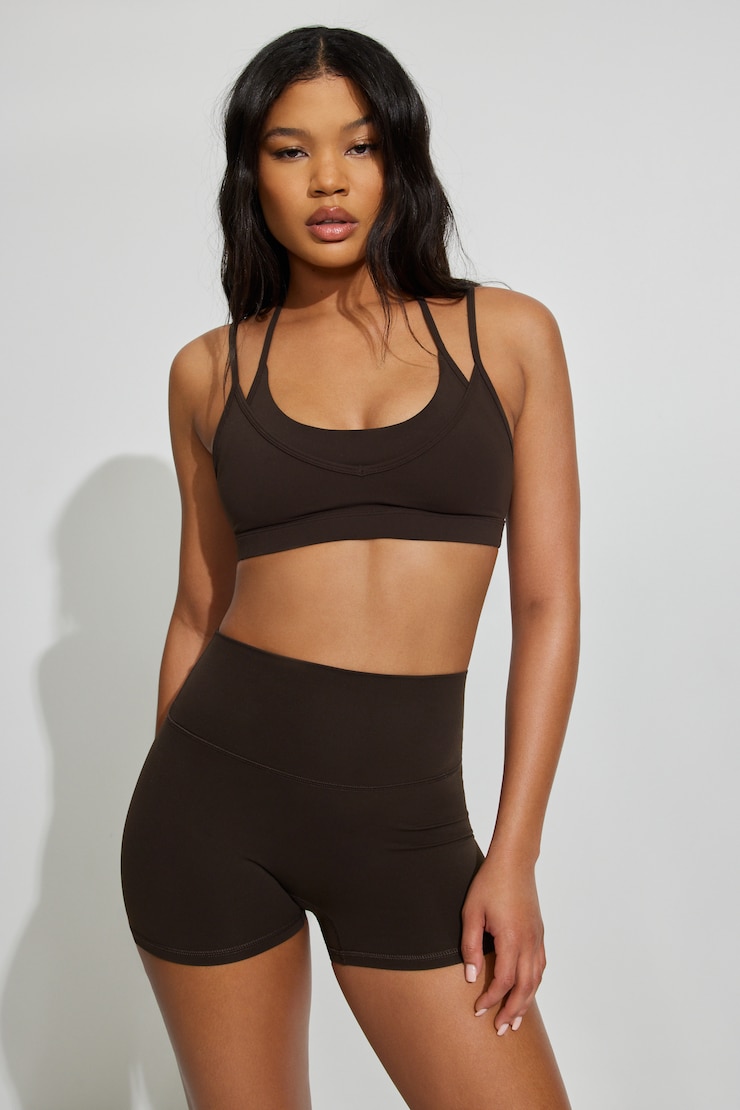 SoftActive Layered Halter Bra Brown