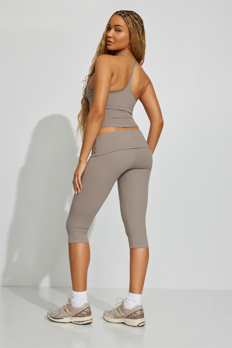 SoftActive Foldover Capris Beige - Image 3