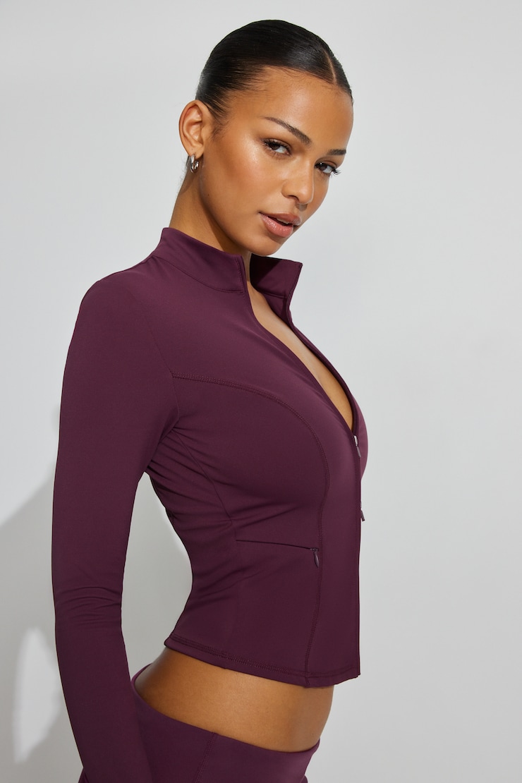 SculptMotion Double Zip Jacket Burgundy - Image 2